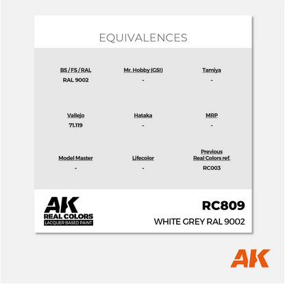 AK Interactive - Real Colors Lacquer Based Paint - White Grey RAL 9002 - RC809 - Gothaforce