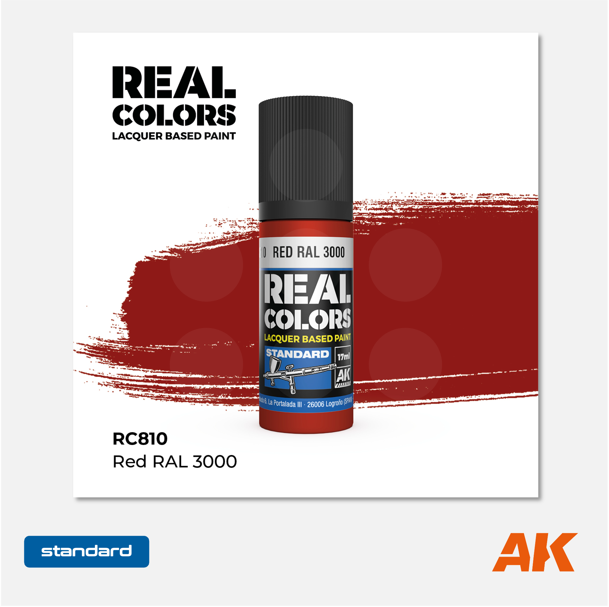 AK Interactive - Real Colors Lacquer Based Paint - Red RAL 3000 - RC810 - Gothaforce