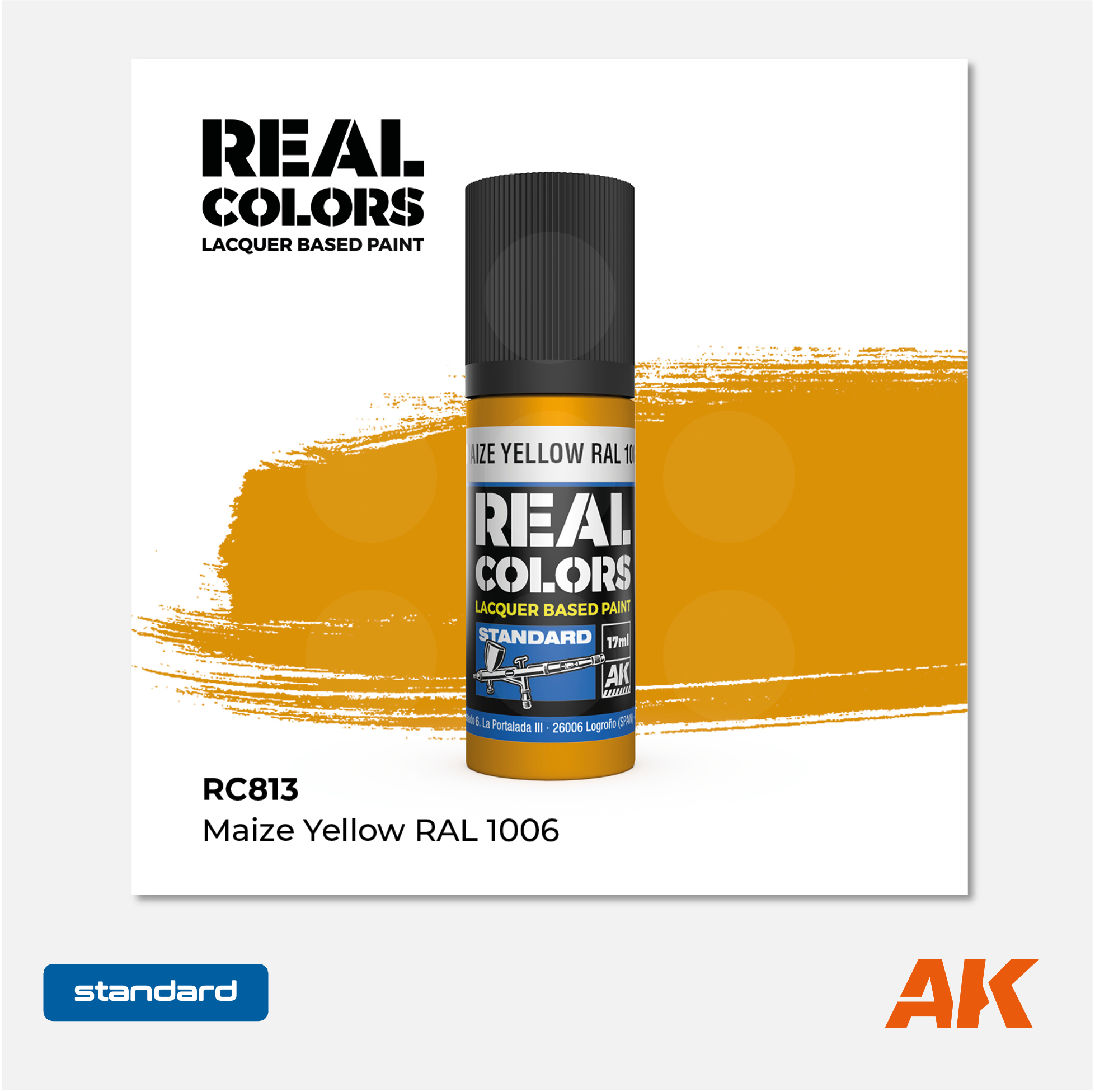 AK Interactive - Real Colors Lacquer Based Paint - Maize Yellow RAL 1006 - RC813 - Gothaforce