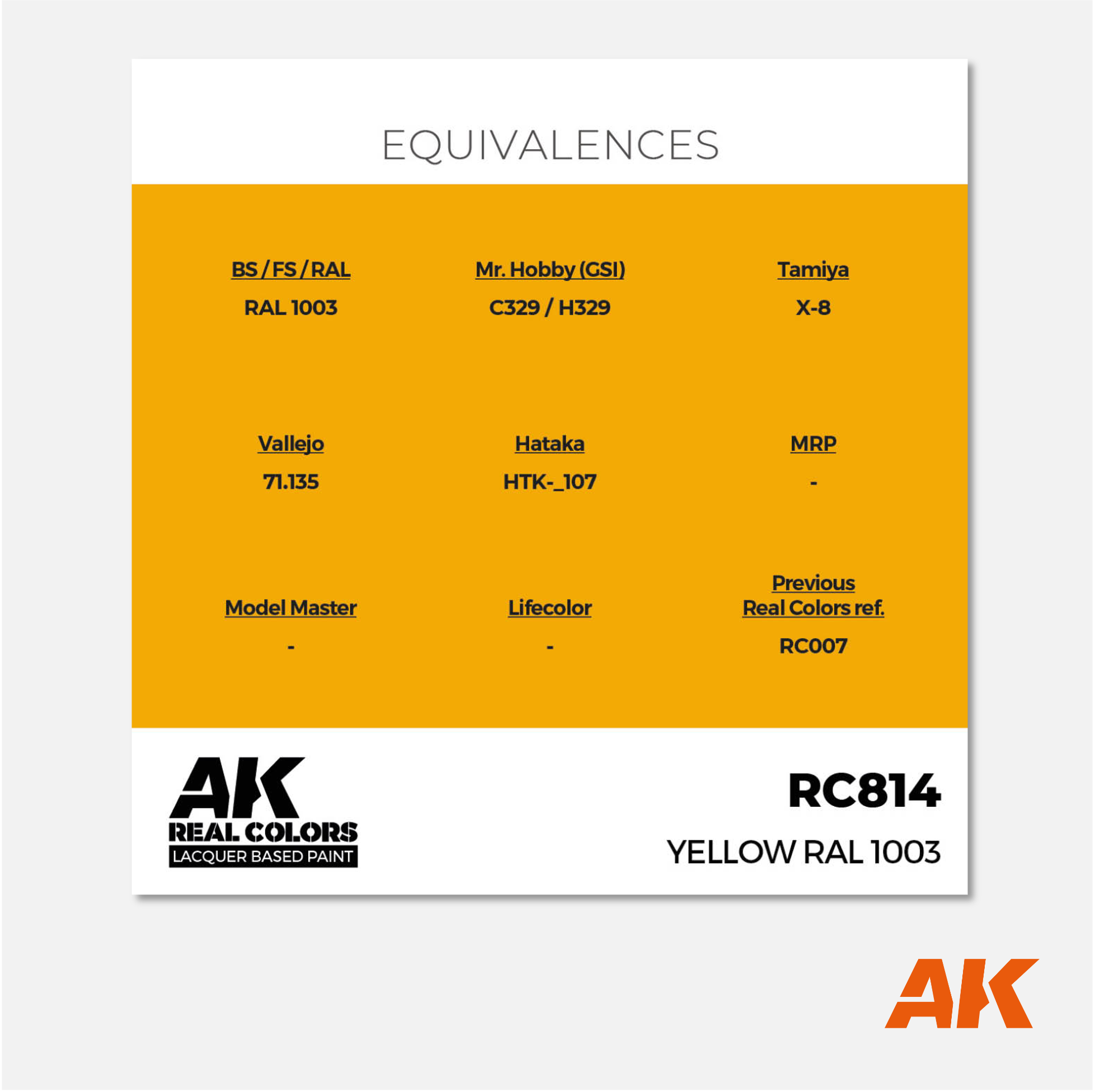AK Interactive - Real Colors Lacquer Based Paint - Yellow RAL 1003 - RC813 - Gothaforce