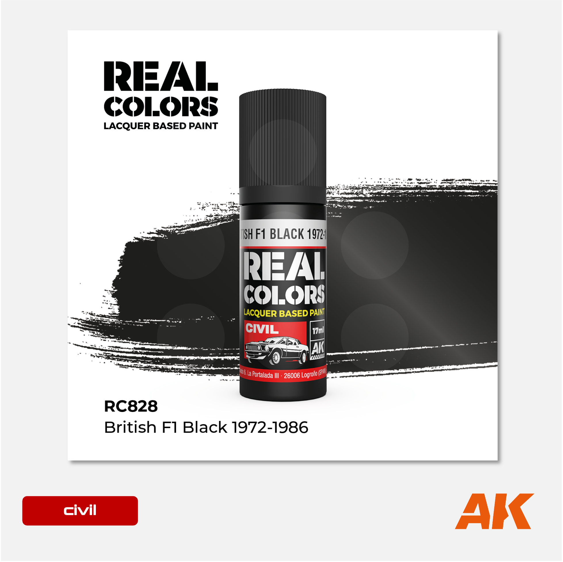AK Interactive - Real Colors Lacquer Based Paint - British F1 Black 1972-1986 - RC828 - Gothaforce