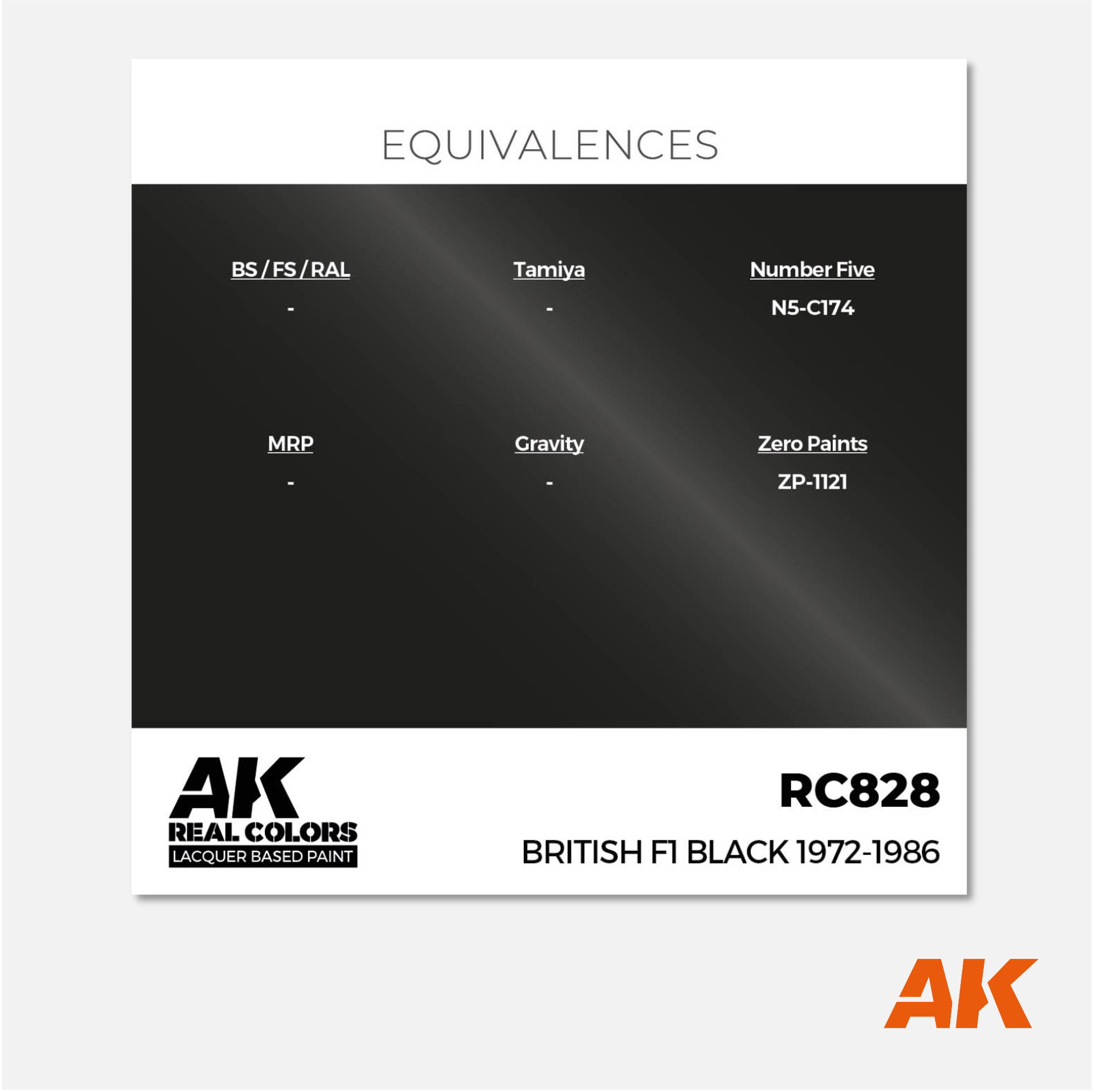 AK Interactive - Real Colors Lacquer Based Paint - British F1 Black 1972-1986 - RC828 - Gothaforce