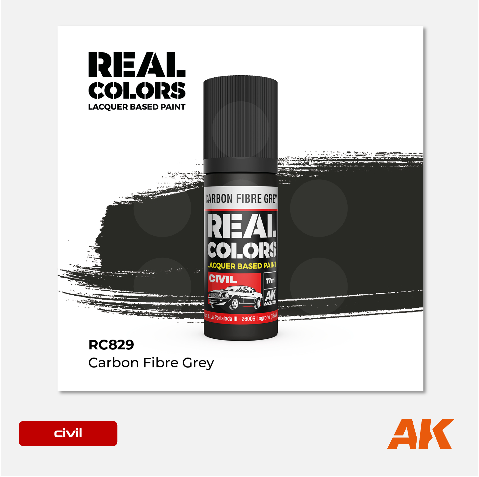 AK Interactive - Real Colors Lacquer Based Paint - Carbon Fibre Grey - RC829 - Gothaforce