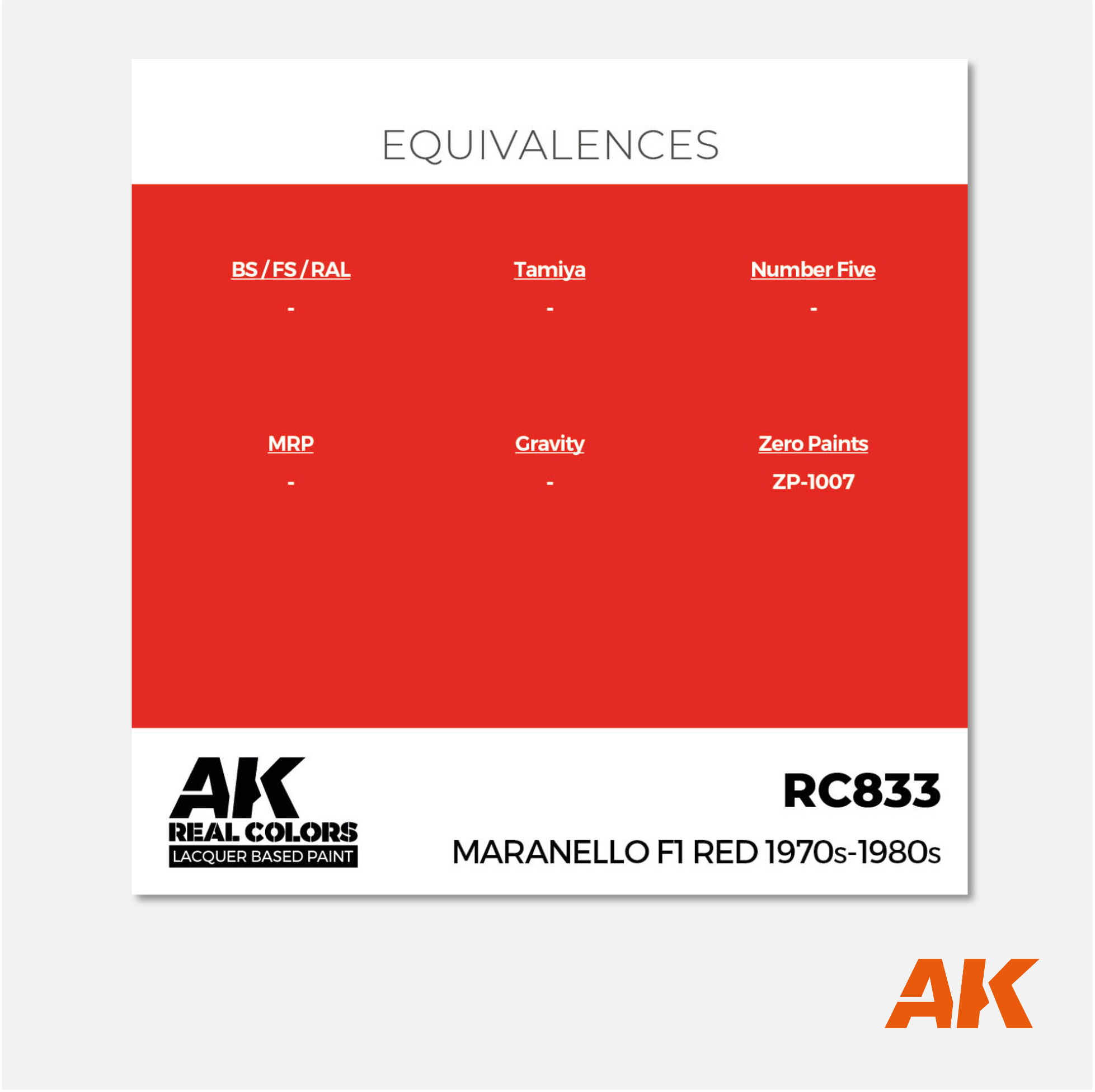 AK Interactive - Real Colors Lacquer Based Paint - Maranello F1 Red 1970s 1980s - RC833 - Gothaforce