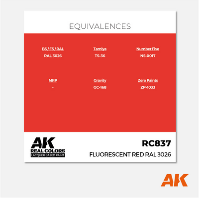 AK Interactive - Real Colors Lacquer Based Paint - Fluorescent Red RAL 3026 - RC837 - Gothaforce