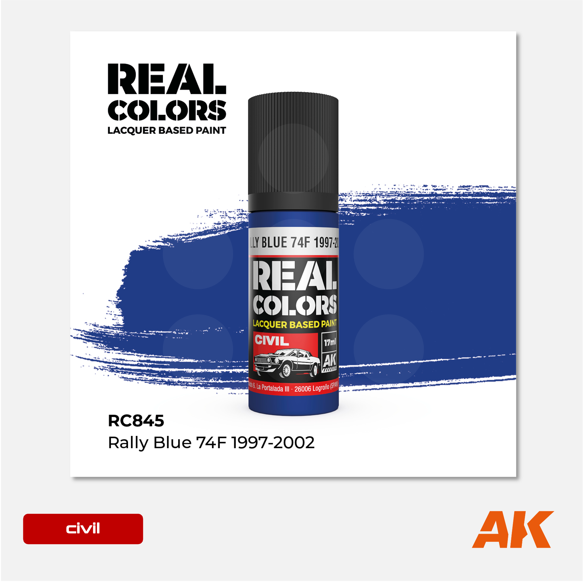 AK Interactive - Real Colors Lacquer Based Paint - Rally Blue 74F 1997-2002 - RC845 - Gothaforce