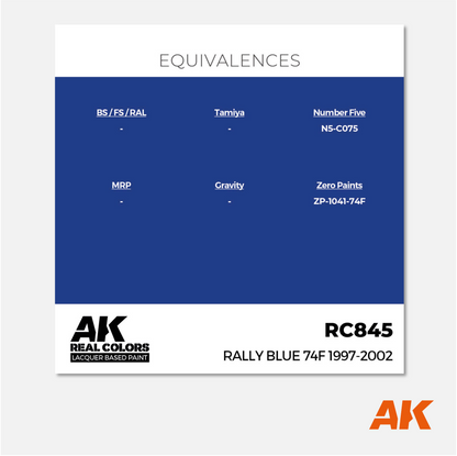 AK Interactive - Real Colors Lacquer Based Paint - Rally Blue 74F 1997-2002 - RC845 - Gothaforce