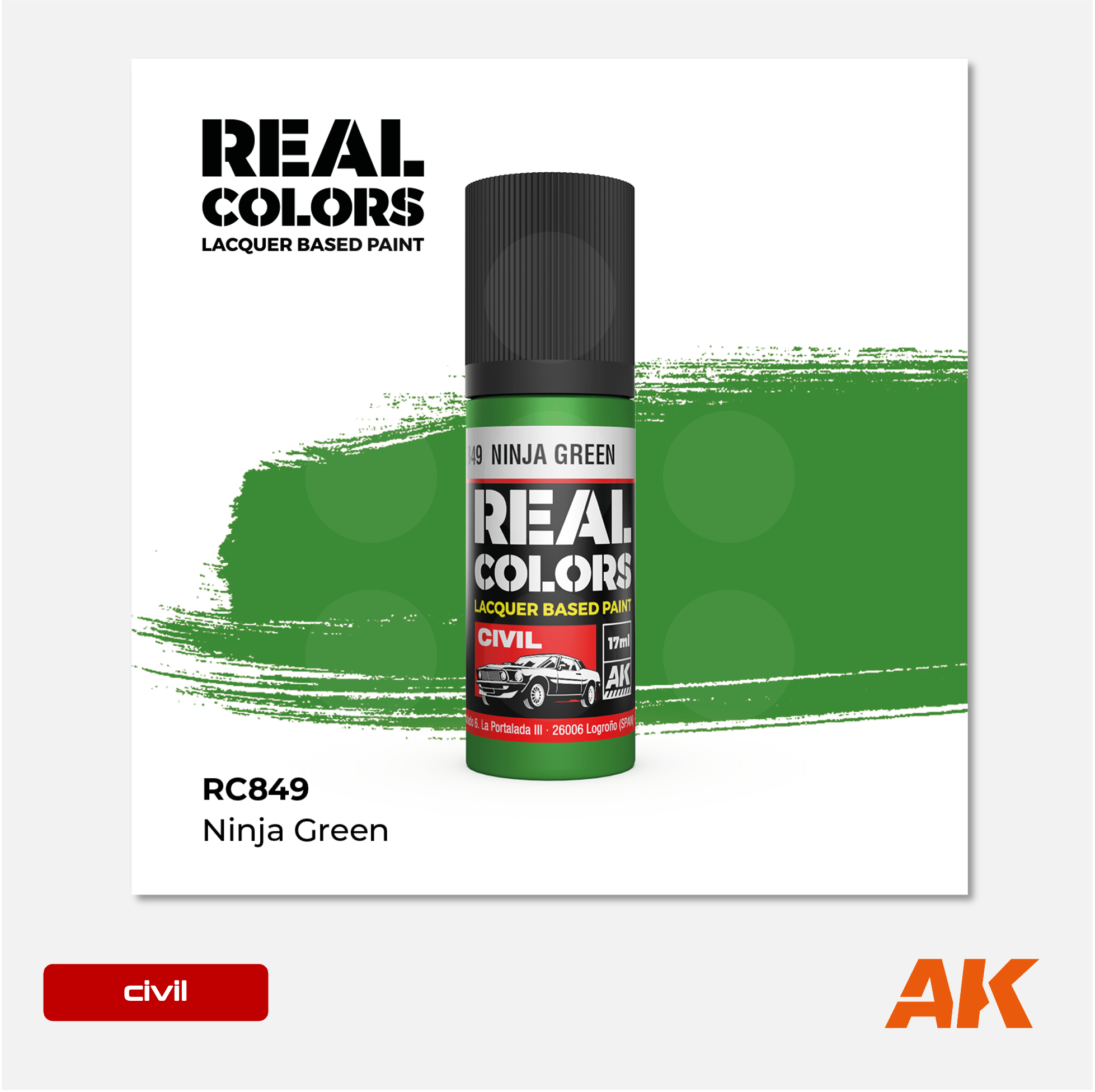 AK Interactive - Real Colors Lacquer Based Paint - Ninja Green - RC849 - Gothaforce