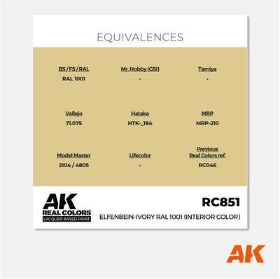 AK Interactive - Real Colors Lacquer Based Paint - Elfenbein-Ivory RAL 1001 (Interior Color) - RC851 - Gothaforce