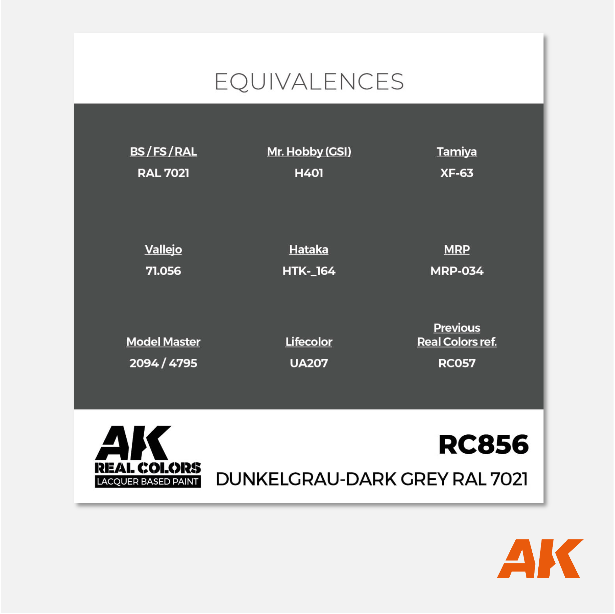 AK Interactive - Real Colors Lacquer Based Paint - Dunkelgrau-Dark Grey RAL 7021 - RC856 - Gothaforce