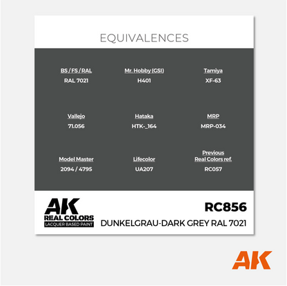 AK Interactive - Real Colors Lacquer Based Paint - Dunkelgrau-Dark Grey RAL 7021 - RC856 - Gothaforce