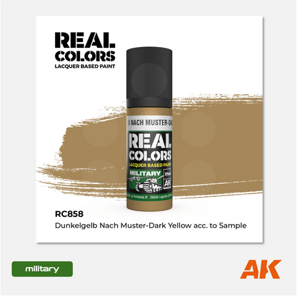 AK Interactive - Real Colors Lacquer Based Paint - Dunkelgelb Nach Muster - Dark Yellow acc. to Sample - RC858 - Gothaforce