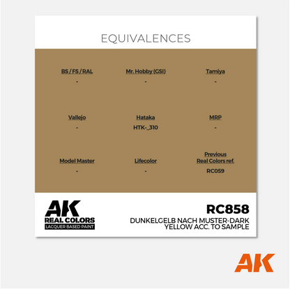 AK Interactive - Real Colors Lacquer Based Paint - Dunkelgelb Nach Muster - Dark Yellow acc. to Sample - RC858 - Gothaforce