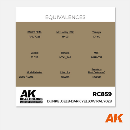 AK Interactive - Real Colors Lacquer Based Paint - Dunkelgelb-Dark Yellow RAL 7028 - RC859 - Gothaforce