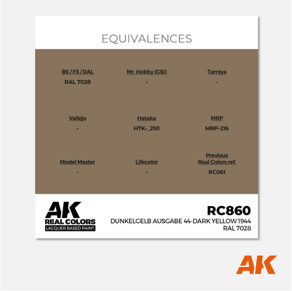 AK Interactive - Real Colors Lacquer Based Paint - Dunkelgelb Ausgabe 44-Dark Yellow 944 RAL 7028 - RC860 - Gothaforce