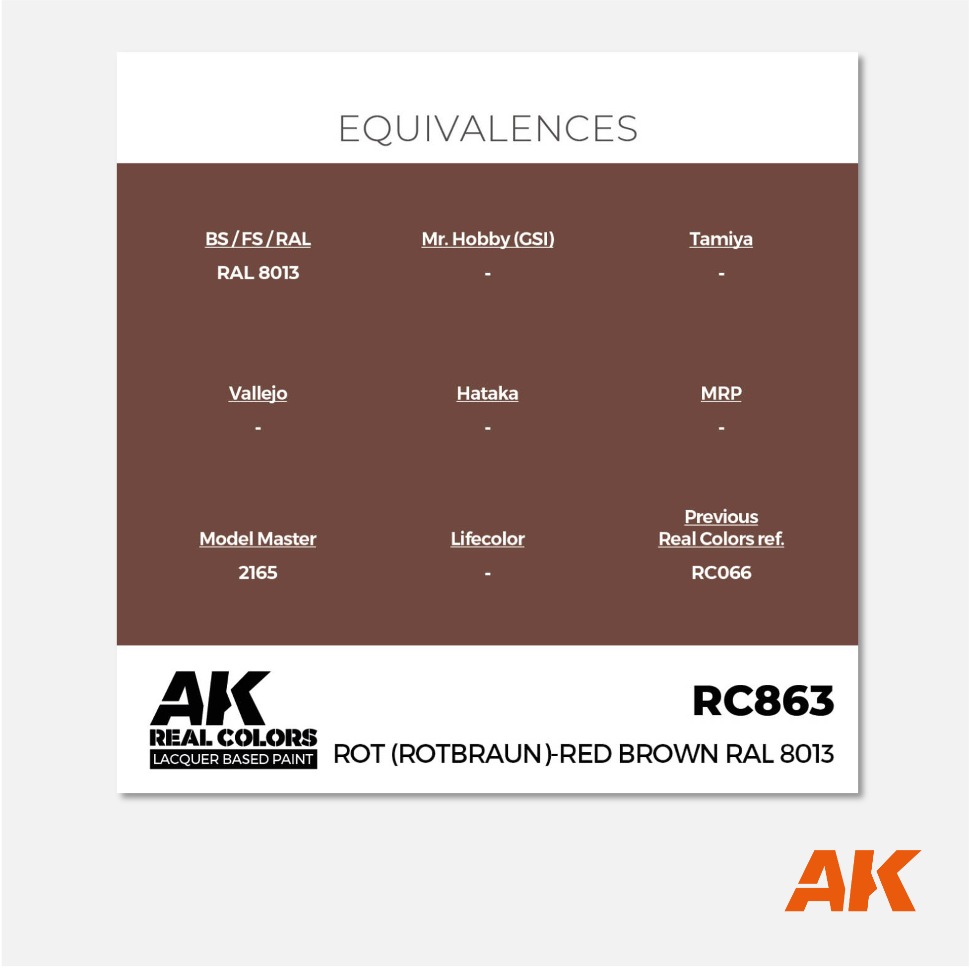AK Interactive - Real Colors Lacquer Based Paint - Rot (Rotbraun)-Red (Red Brown) RAL 8013 - RC863 - Gothaforce