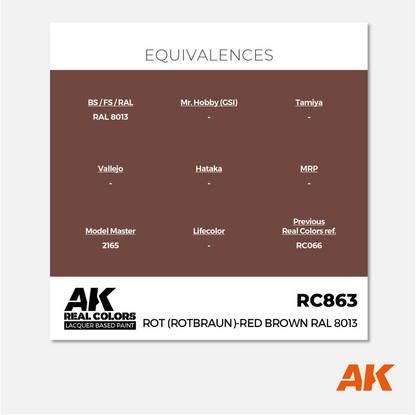 AK Interactive - Real Colors Lacquer Based Paint - Rot (Rotbraun)-Red (Red Brown) RAL 8013 - RC863 - Gothaforce