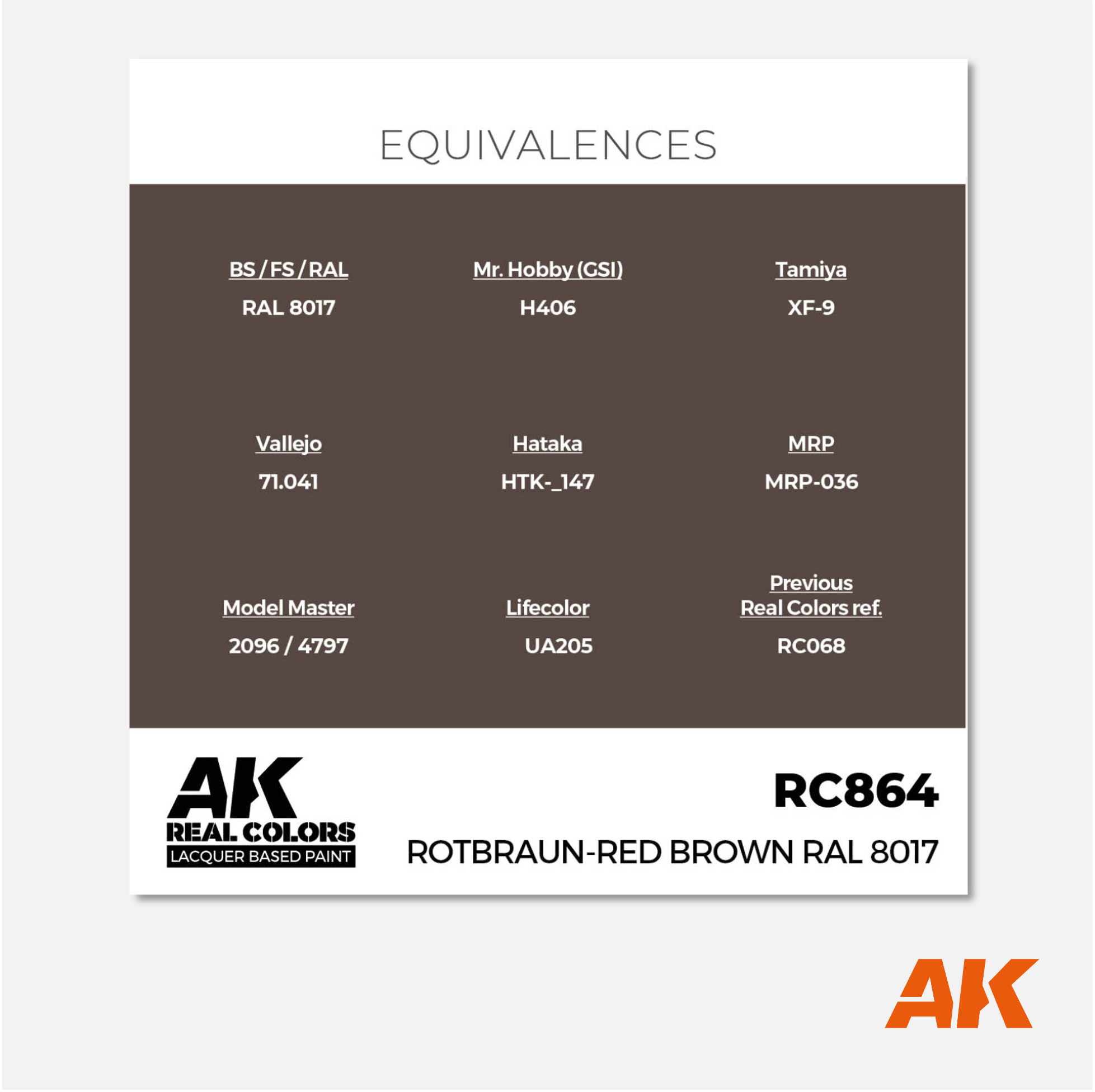 AK Interactive - Real Colors Lacquer Based Paint - Rotbraun-Red Brown RAL 8017 - RC864 - Gothaforce
