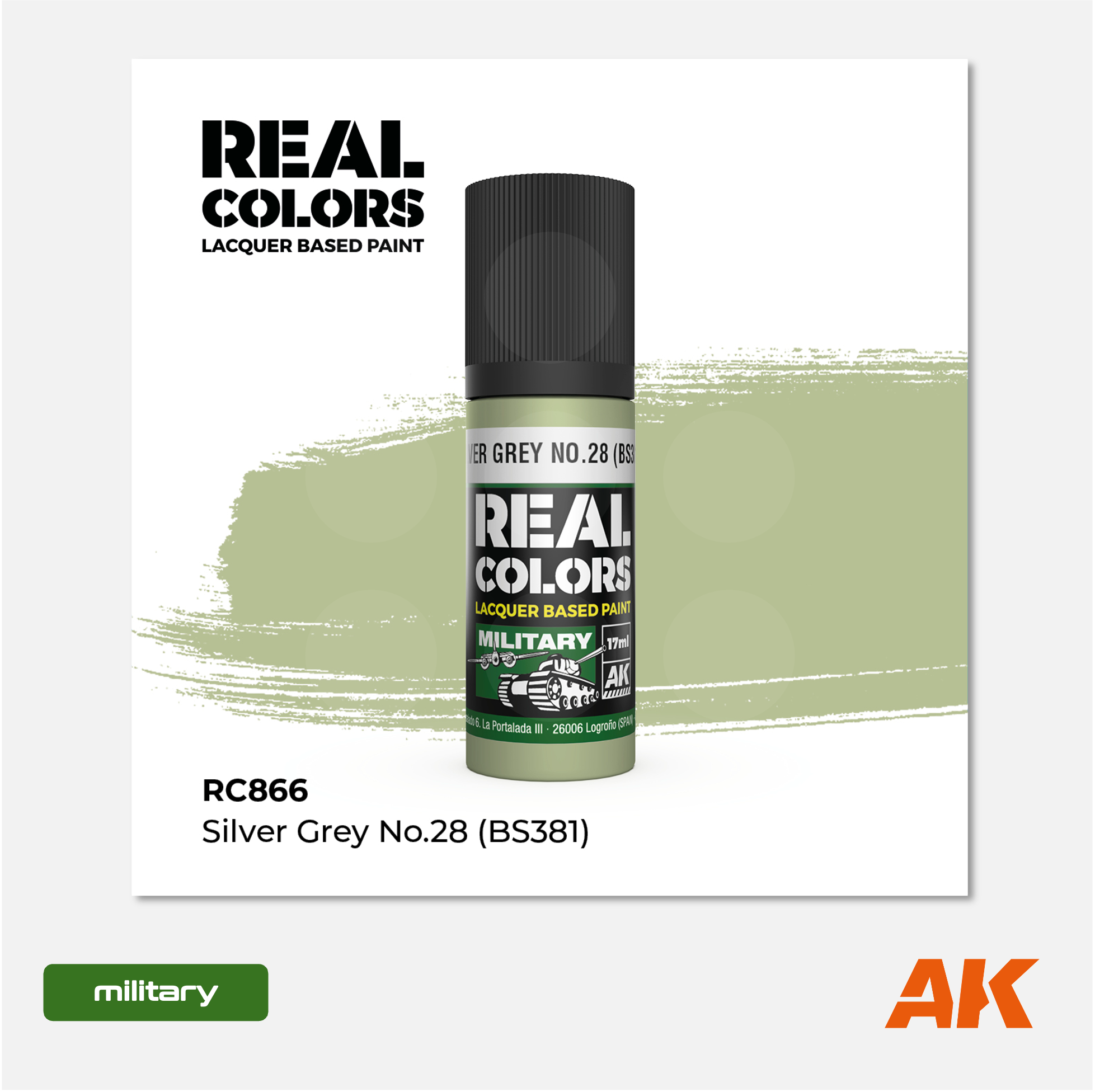 AK Interactive - Real Colors Lacquer Based Paint - Silver Grey N°28 (BS381) - RC866 - Gothaforce