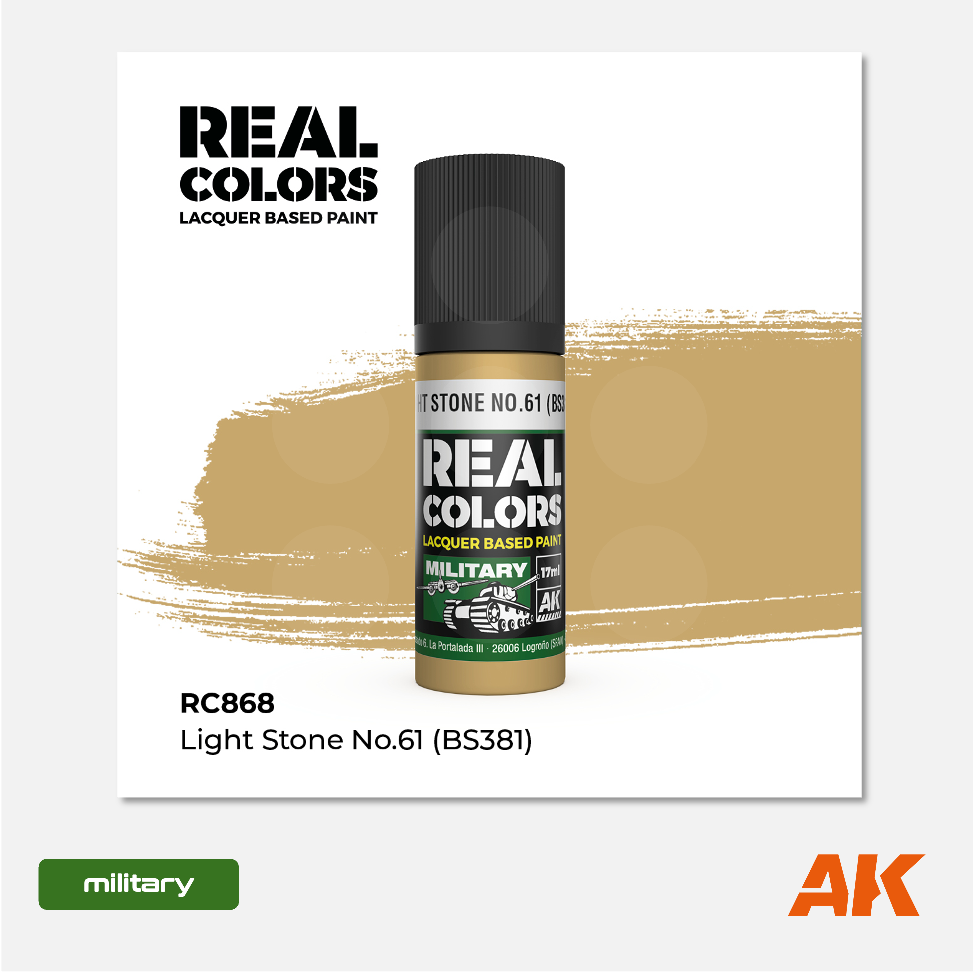 AK Interactive - Real Colors Lacquer Based Paint - Light Stone N°61 (BS381) - RC868 - Gothaforce