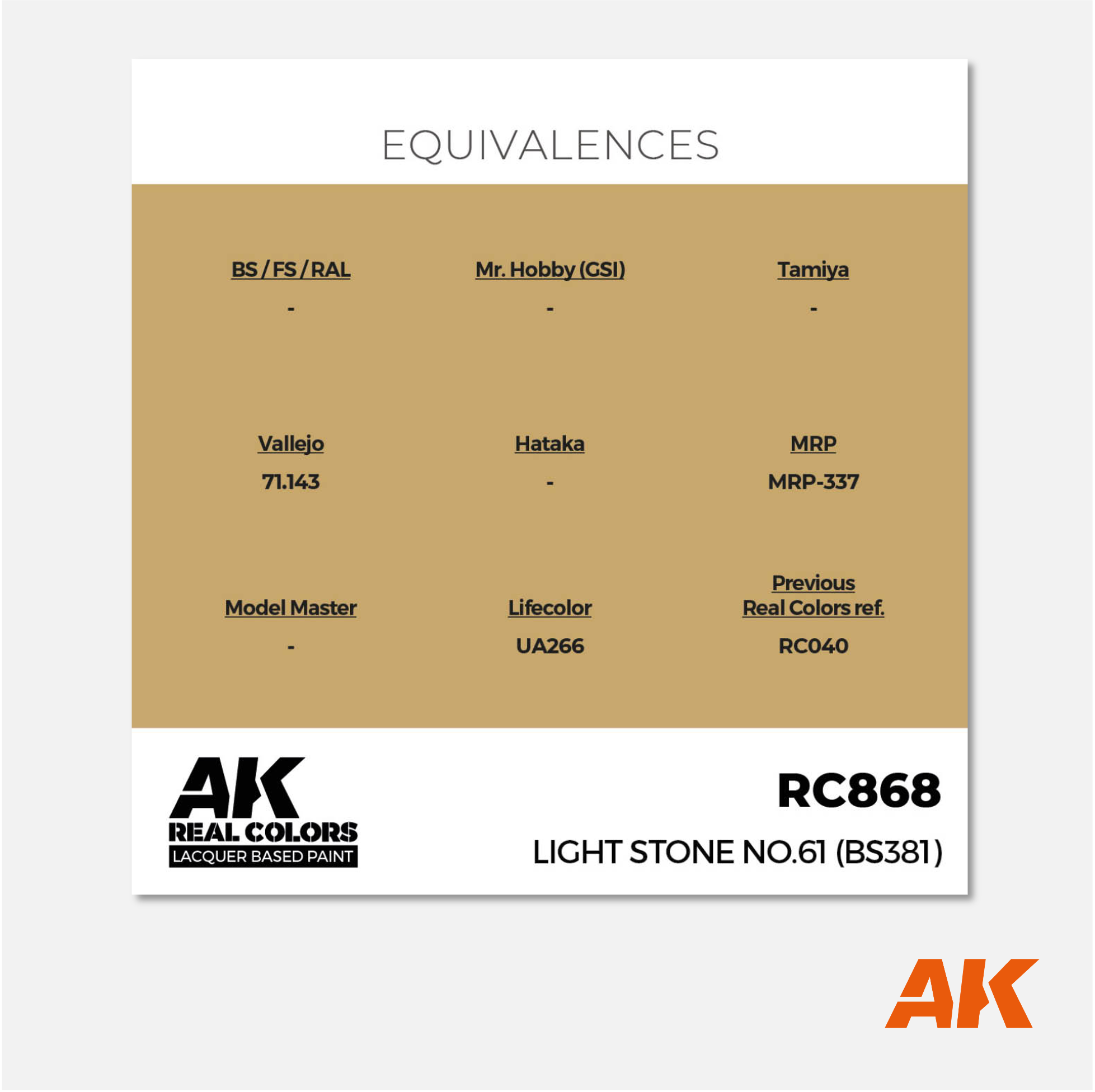 AK Interactive - Real Colors Lacquer Based Paint - Light Stone N°61 (BS381) - RC868 - Gothaforce