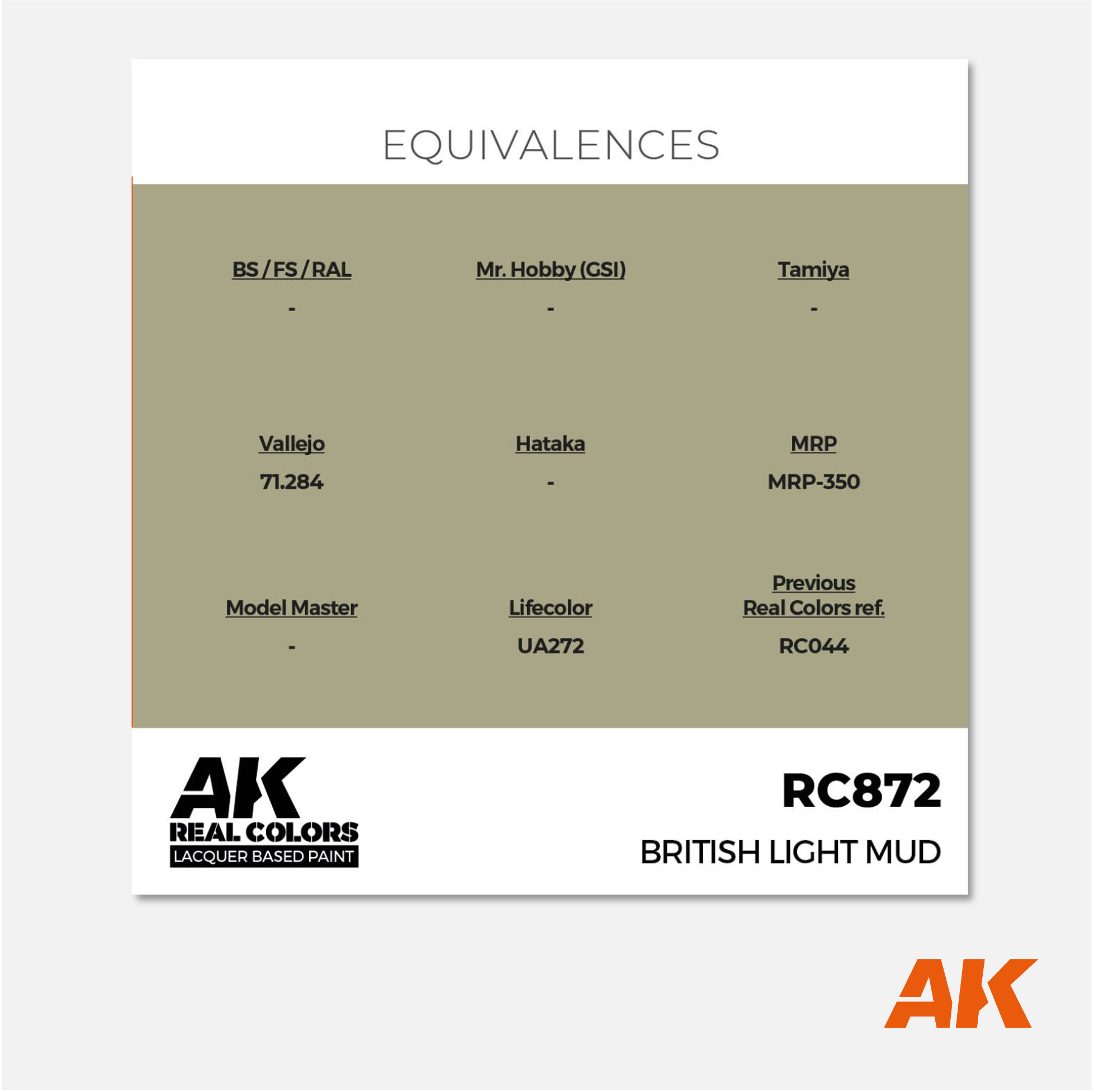 AK Interactive - Real Colors Lacquer Based Paint - British Light Mud - RC872 - Gothaforce