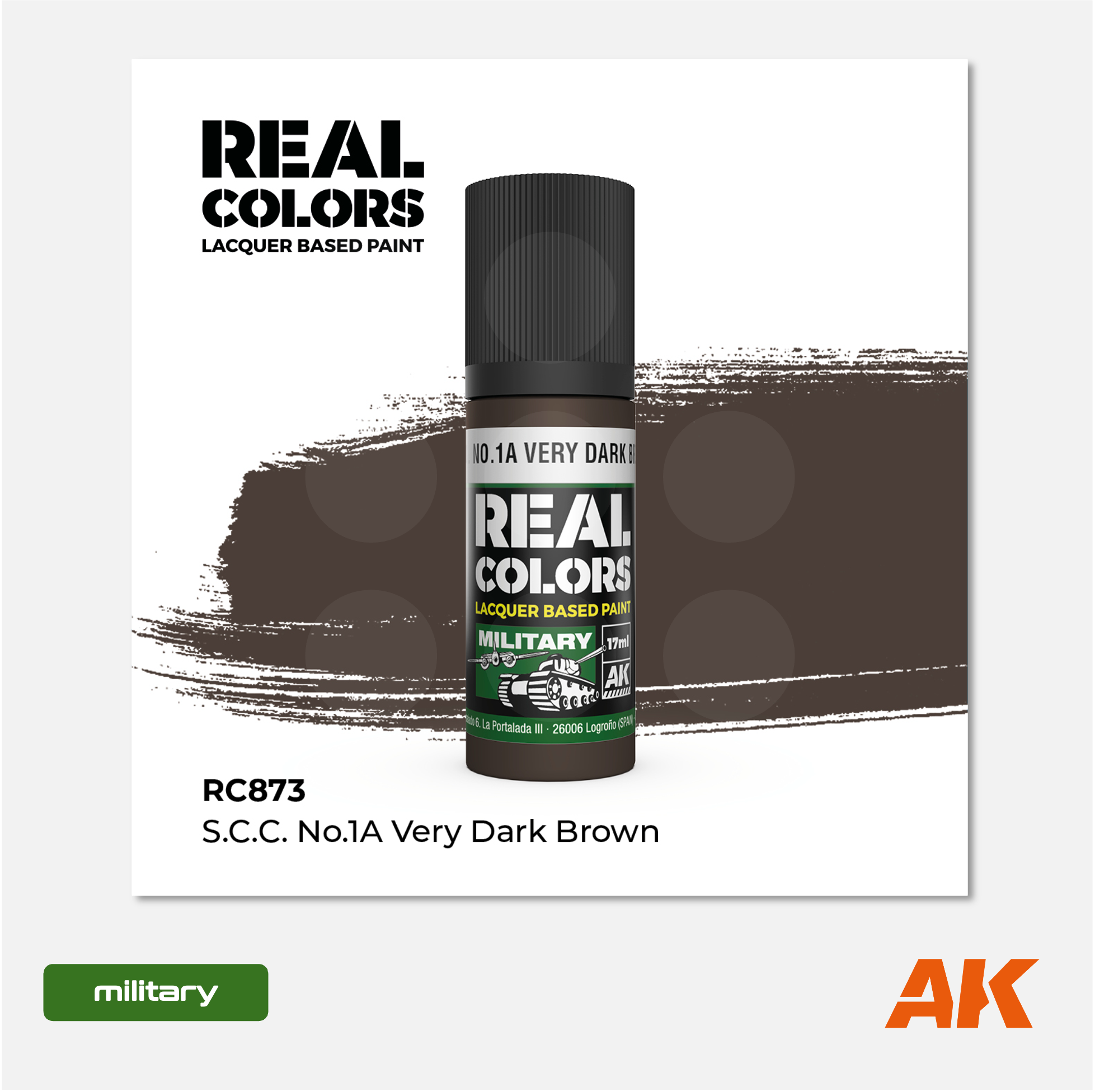 AK Interactive - Real Colors Lacquer Based Paint - S.C.C. N°1 Very Dark Brown - RC873 - Gothaforce