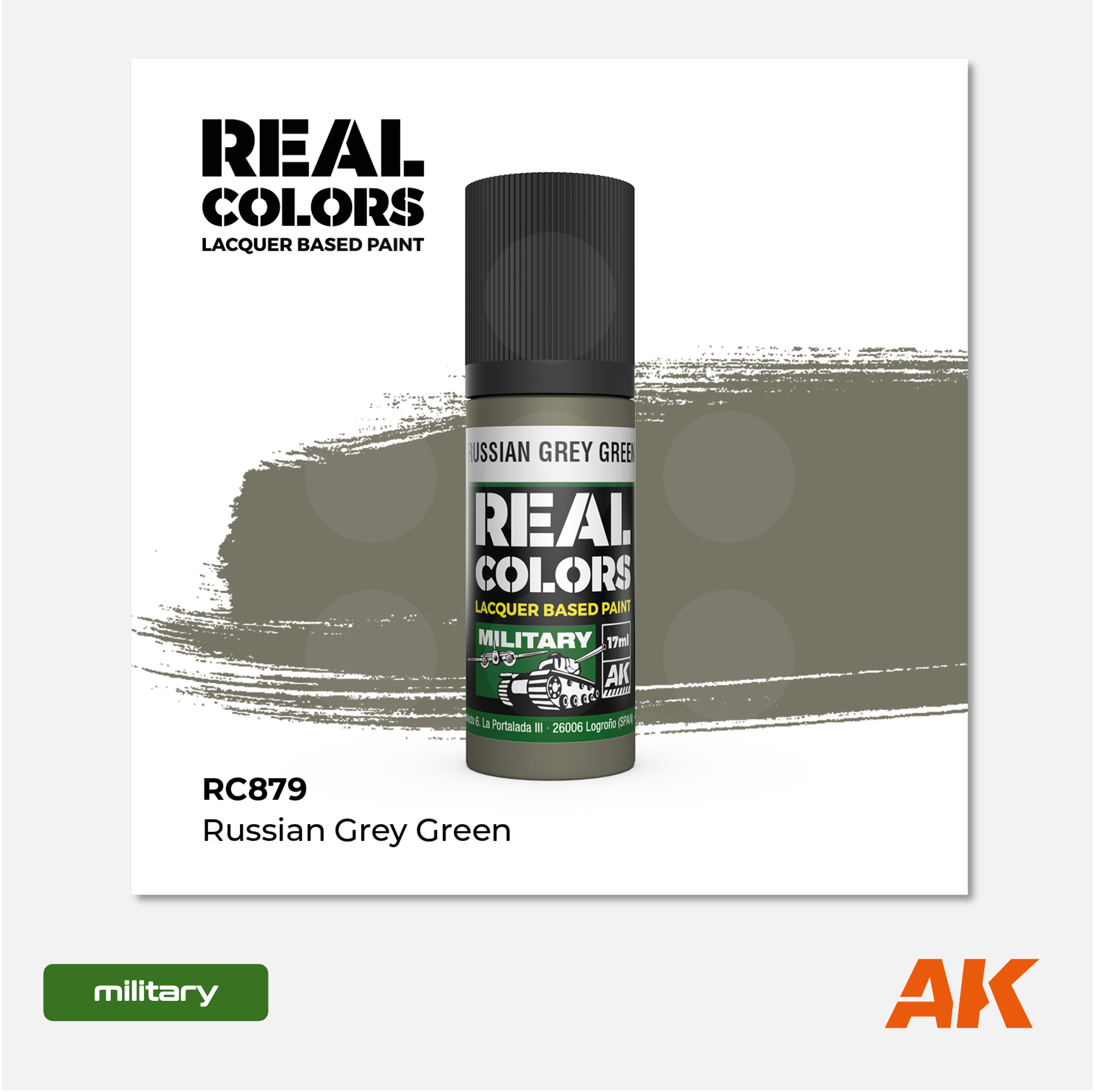 AK Interactive - Real Colors Lacquer Based Paint - Russian Grey Green - RC879 - Gothaforce
