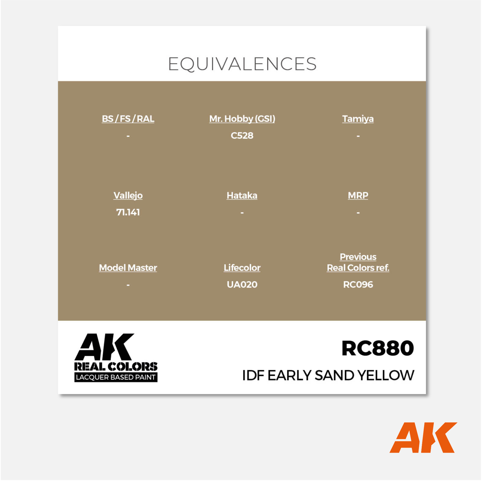 AK Interactive - Real Colors Lacquer Based Paint - IDF Early Sand Yellow - RC880 - Gothaforce