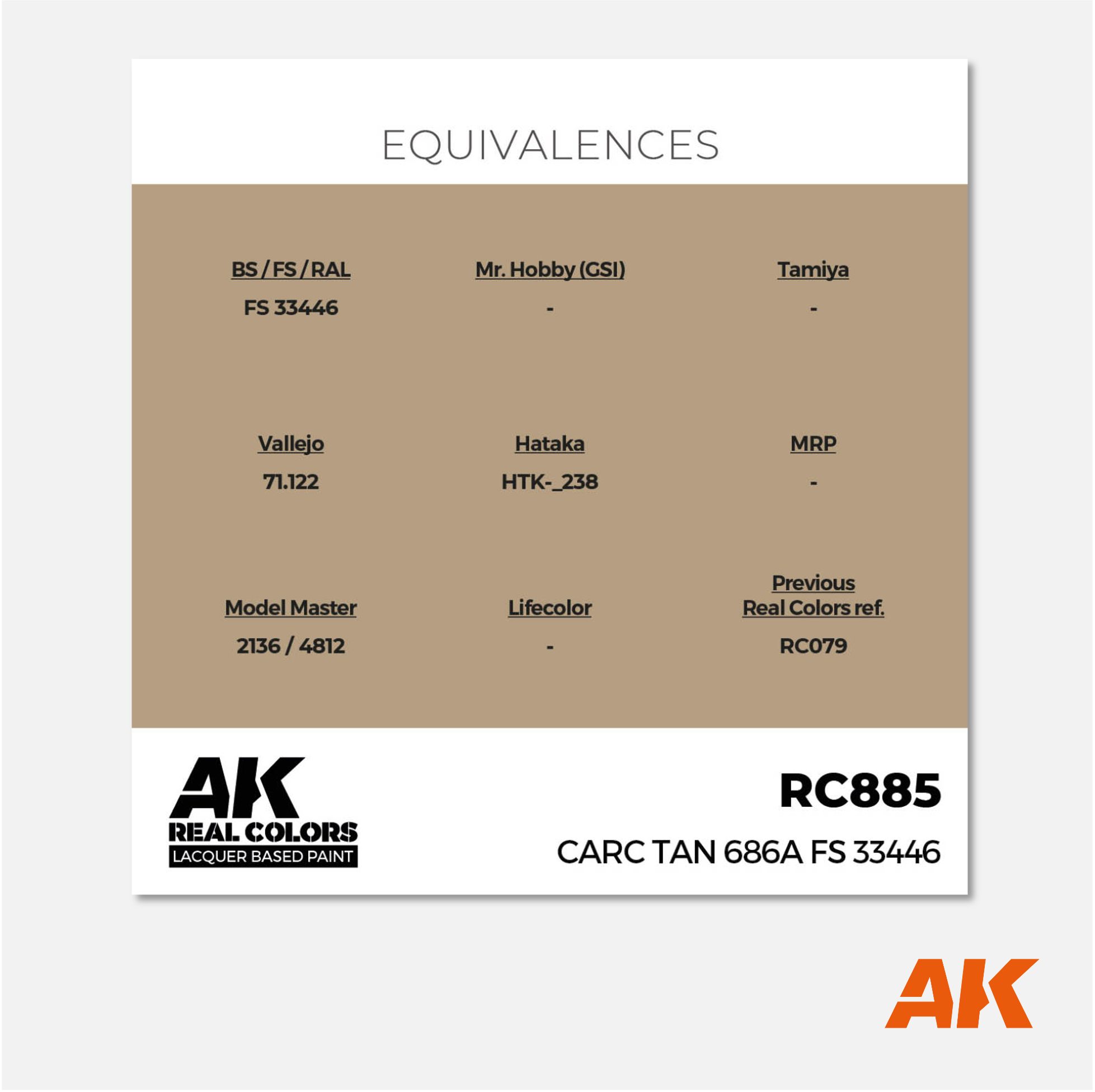 AK Interactive - Real Colors Lacquer Based Paint - CARC Tan 686A FS 33446 - RC885 - Gothaforce