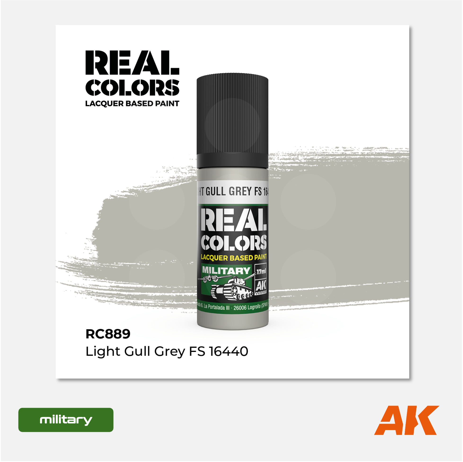 AK Interactive - Real Colors Lacquer Based Paint - Light Gull Grey FS 16440 - RC889 - Gothaforce