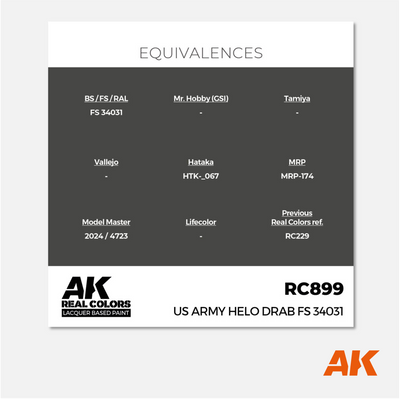 AK Interactive - Real Colors Lacquer Based Paint - US Army Helo Drab FS 34031 - RC899 - Gothaforce