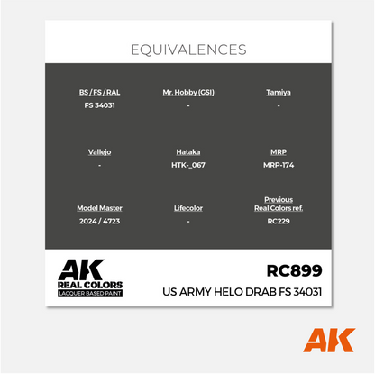 AK Interactive - Real Colors Lacquer Based Paint - US Army Helo Drab FS 34031 - RC899 - Gothaforce