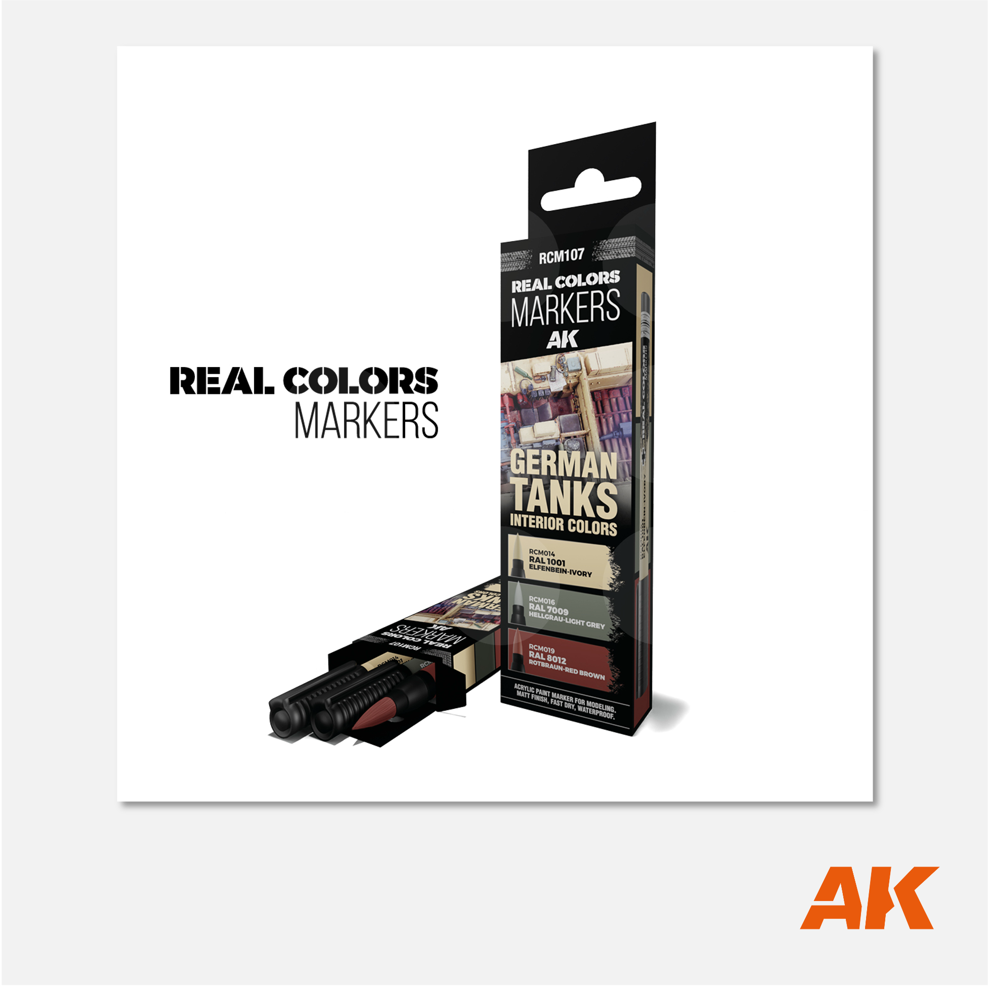 AK Interactive Real Colors Markers Set - German Tank Interior Colors - RCM107 - Gothaforce