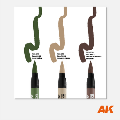 AK Interactive Real Colors Markers Set - Late German AFV Camo Colors - RCM108 - Gothaforce