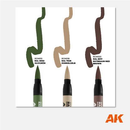 AK Interactive Real Colors Markers Set - Late German AFV Camo Colors - RCM108 - Gothaforce