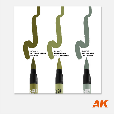 AK Interactive Real Colors Markers Set - WWII Allied Aircraft Cockpit Colors - RCM109 - Gothaforce