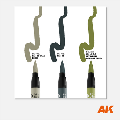 AK Interactive Real Colors Markers Set - WWII Axis Aircraft Cockpit Colors - RCM110 - Gothaforce
