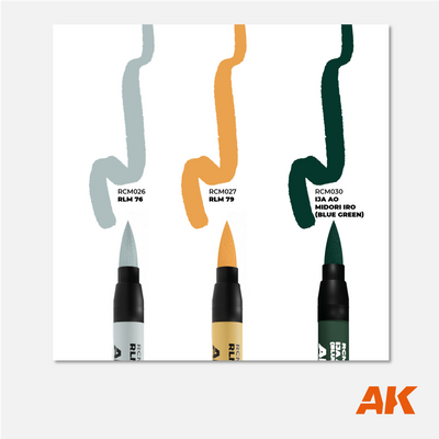 AK Interactive Real Colors Markers Set - WWII Axis Aircraft Squiggle Camouflage Colors - RCM111 - Gothaforce