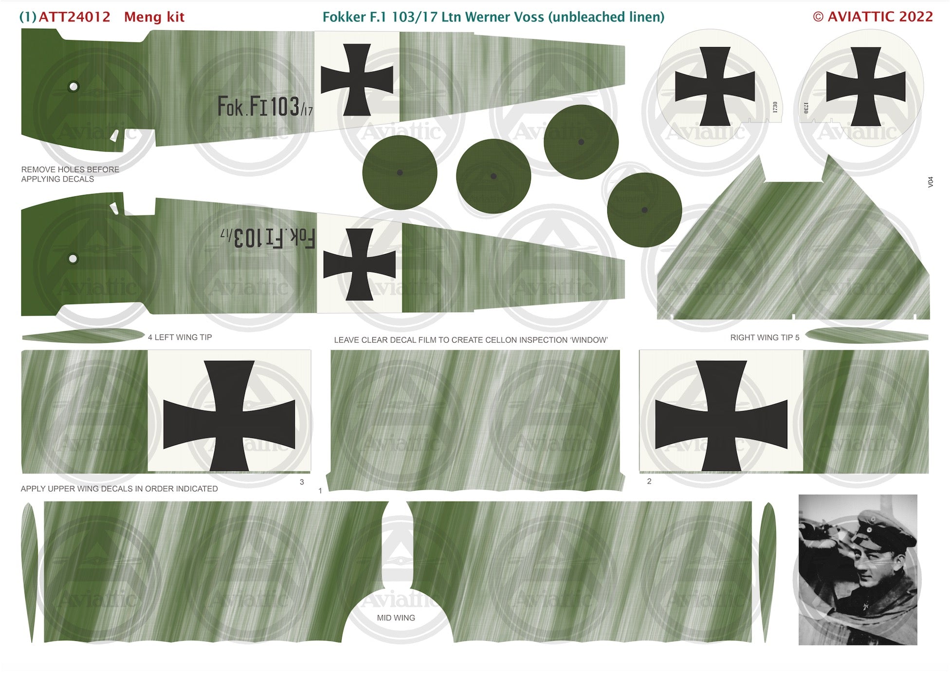 1/24 - Meng - Fokker Dr.I - Voss (unbleached linen) + conversion set ATTRES054