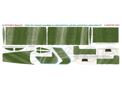 1/24 - Meng - Fokker Dr.I - streaked camouflage unbleached linen - pale blue painted linen undersurface - scheme C