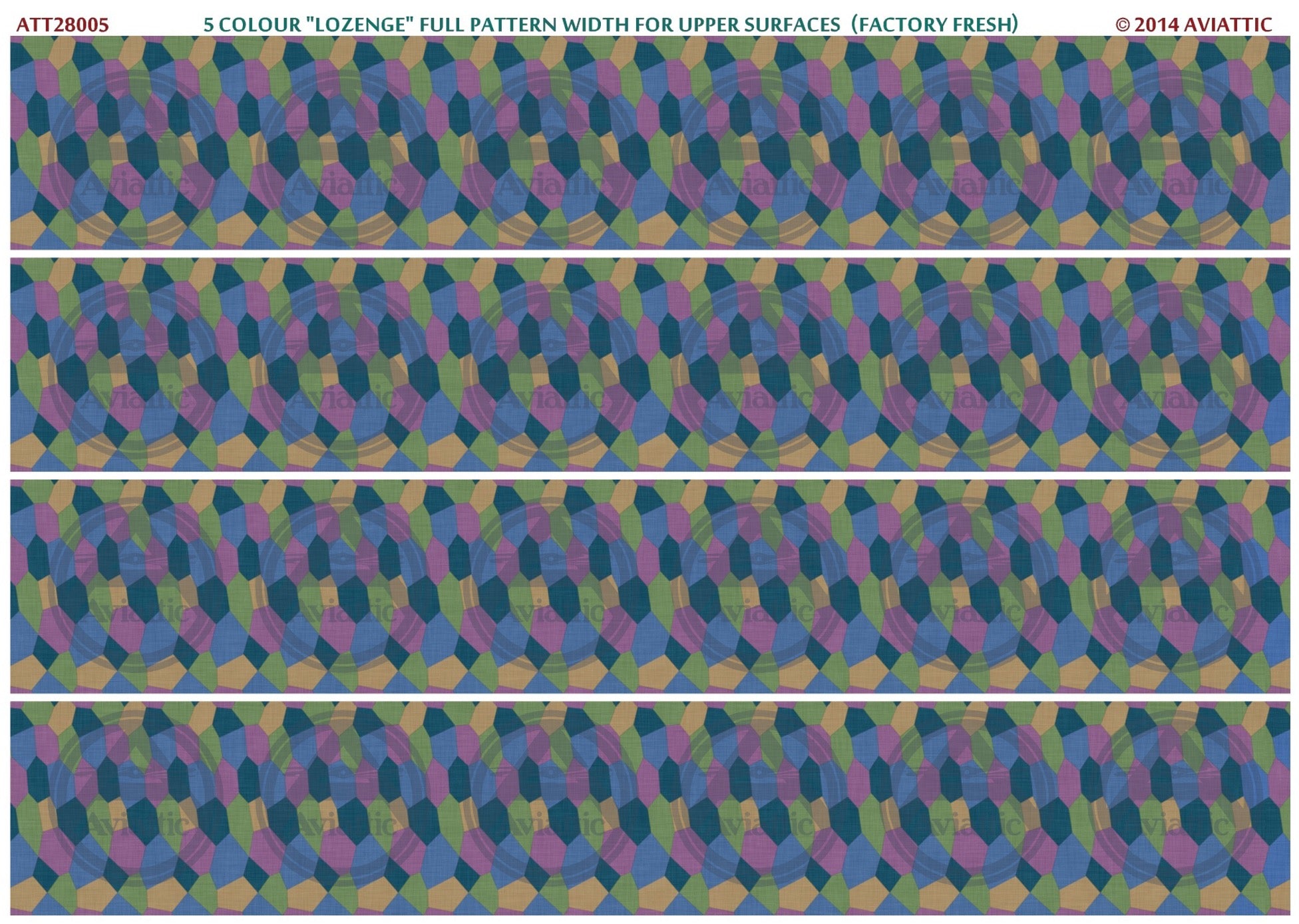1/28 - 5 colour lozenge - full pattern - upper surfaces - factory fresh