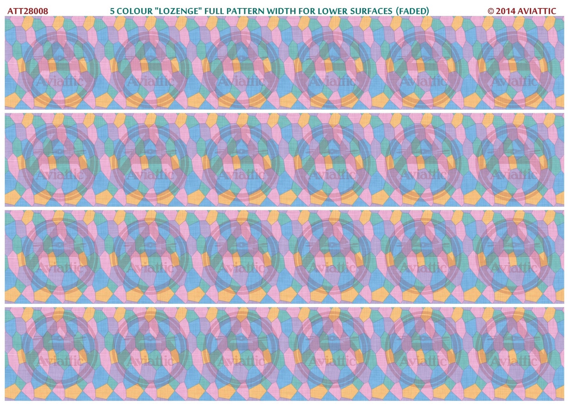 1/28 - 5 colour lozenge - full pattern - lower surfaces - faded