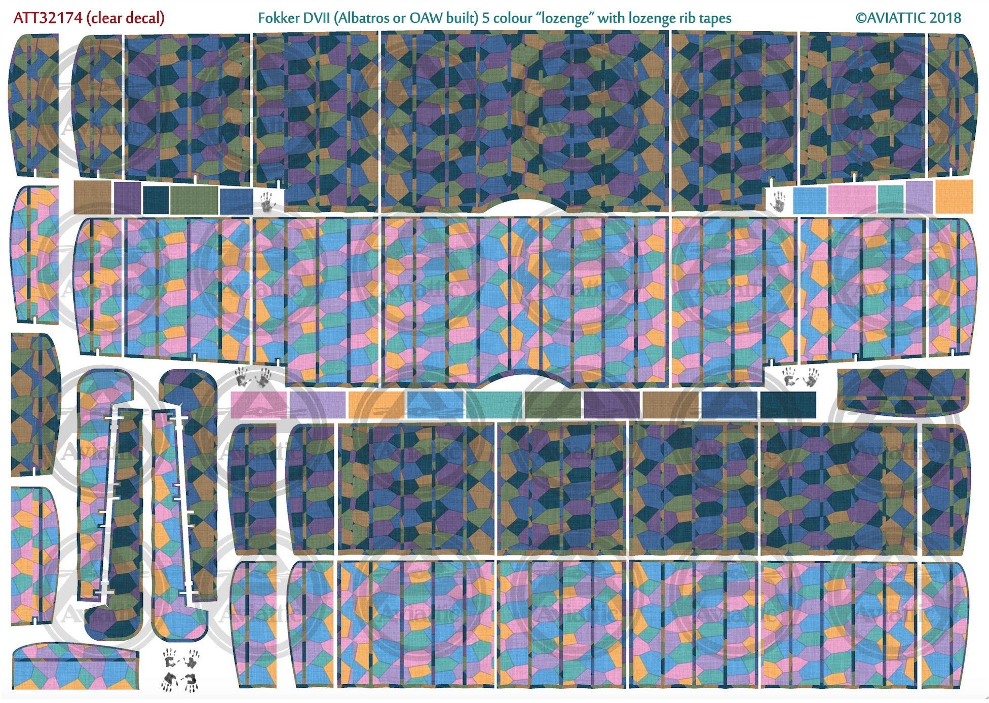 1/32 - Wingnut Wings - Fokker D.VII (Alb/OAW) - 5 colour lozenge - wings - lozenge tapes