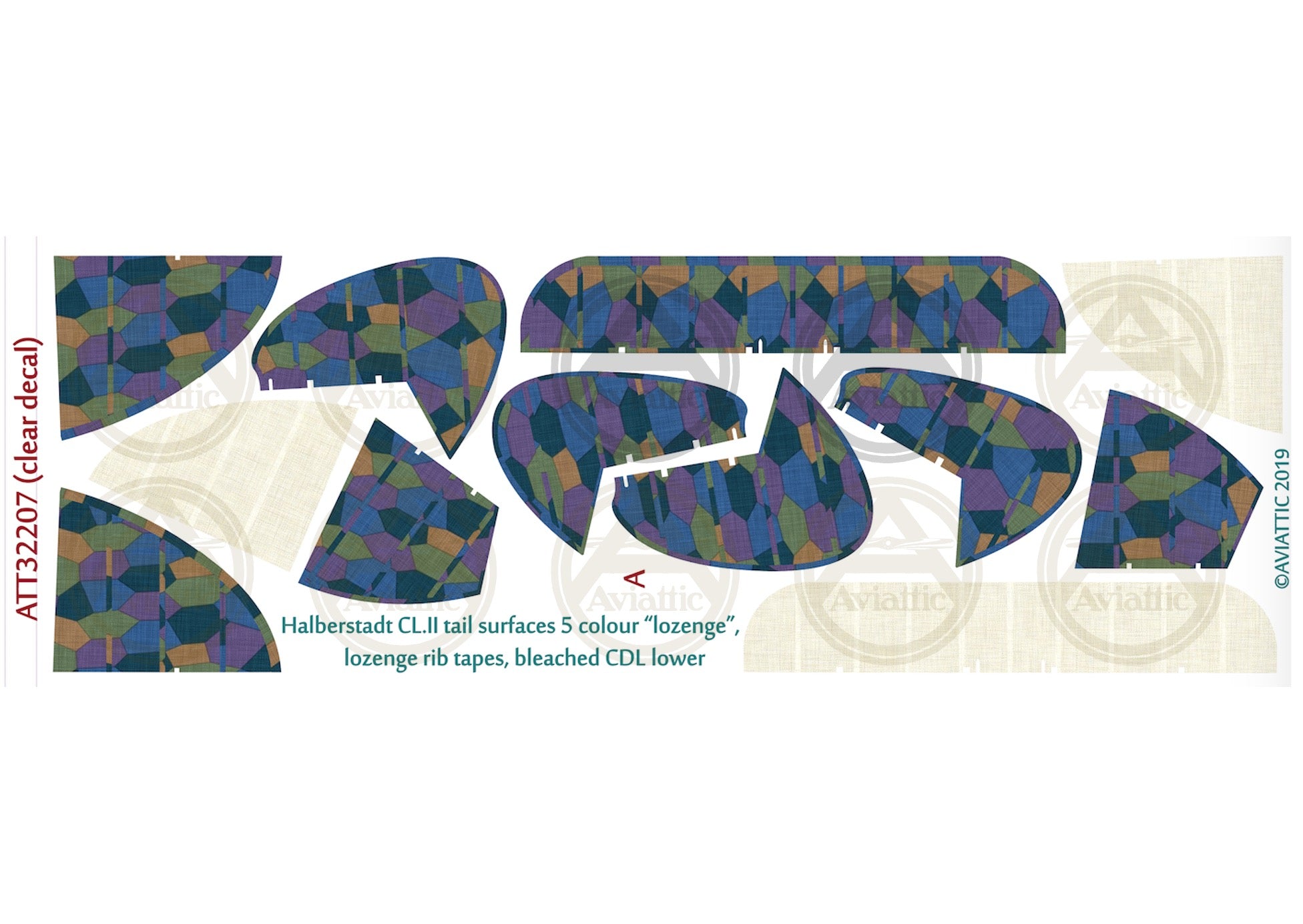 1/32 - Wingnut Wings - Halberstadt CL.II - tail 5 colour lozenge ribs, bleached CDL lower