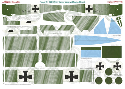 1/32 - Meng - Fokker F.I - 103/17 Lt. Werner Voss (unbleached linen)