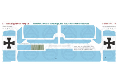 1/32 - Meng - Fokker Dr.I - streaked camouflage - pale blue linen under surfaces