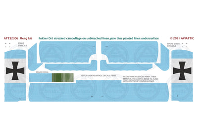 1/32 - Meng - Fokker Dr.I - streaked camouflage unbleached - pale blue linen under surfaces