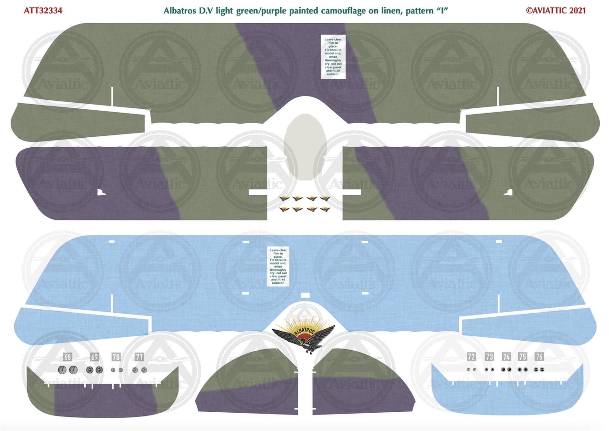 1/32 - Wingnut Wings - Albatros D.V(a) - Painted Camouflage on Linen - scheme I - faded