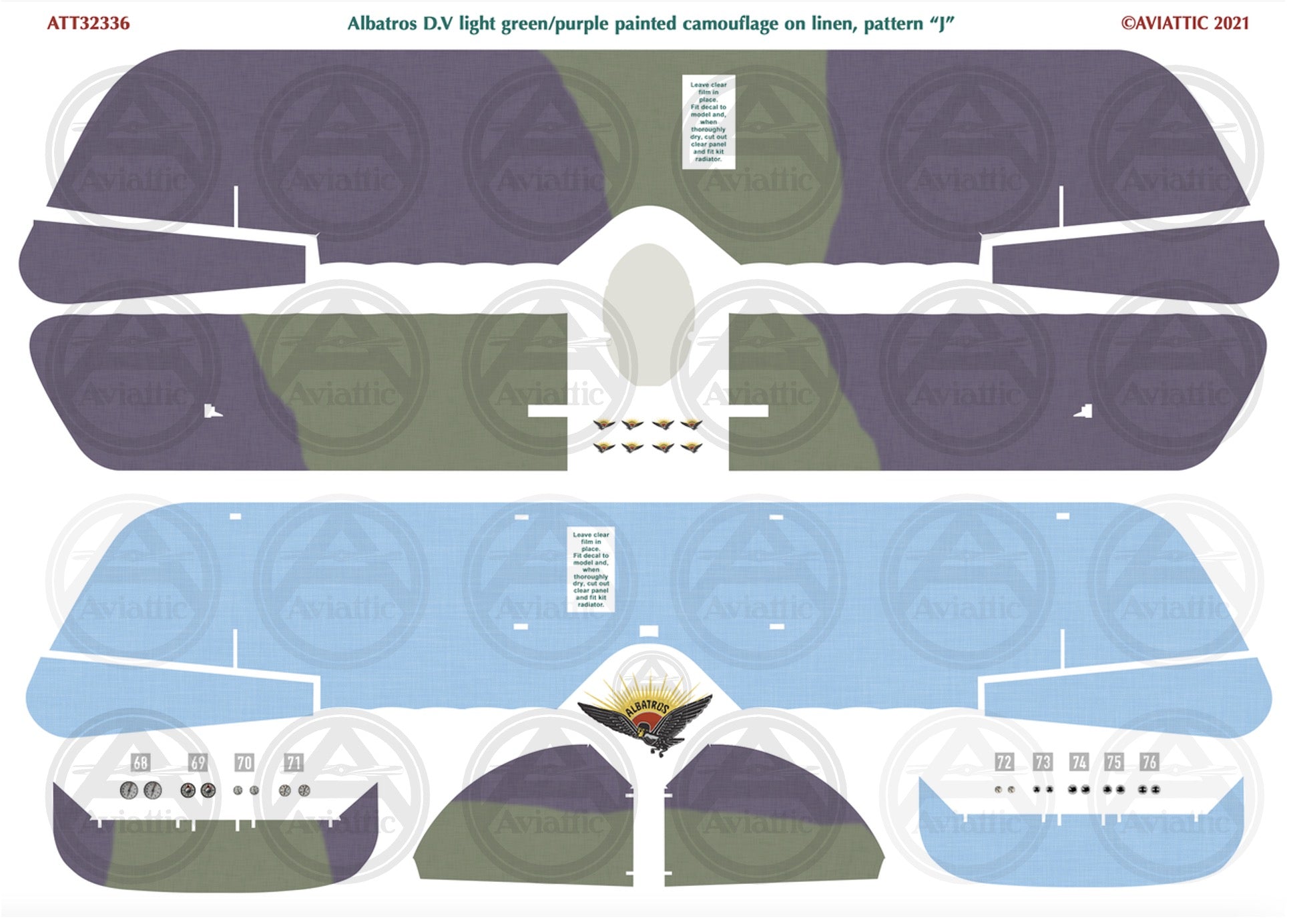 1/32 - Wingnut Wings - Albatros D.V(a) - Painted Camouflage on Linen - scheme J - faded